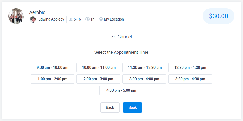 Amelia WordPress - Search View TIme Slots