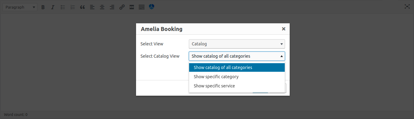 Amelia WordPress - Add Catalog Shortcode