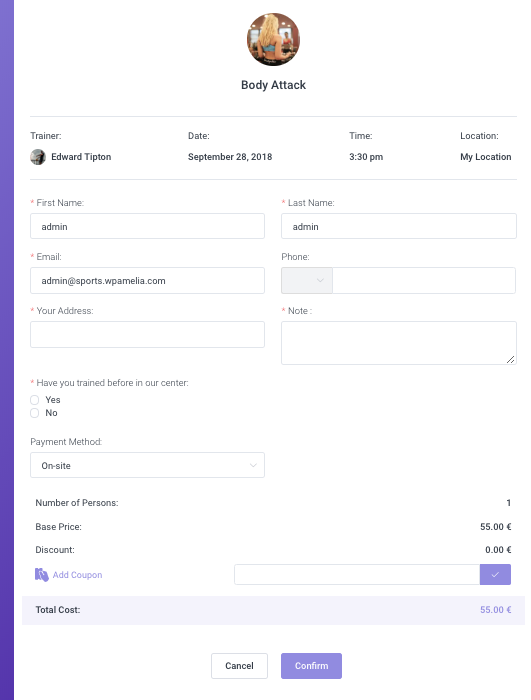 Booking form with custom fields Amelia WordPress Booking plugin