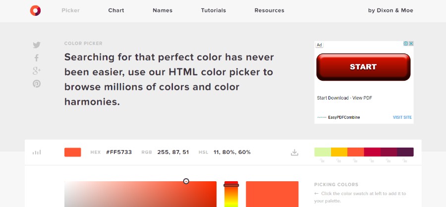 Web Page Color Chart