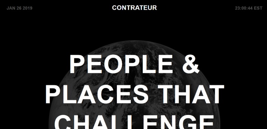 contrateur dark background website homepage screenshot 