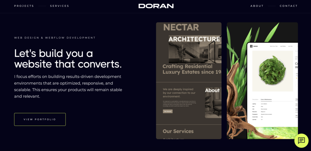 doran homepage screenshot 