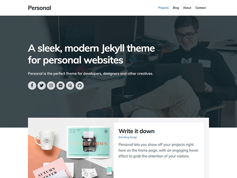 static website theme example for personal websites