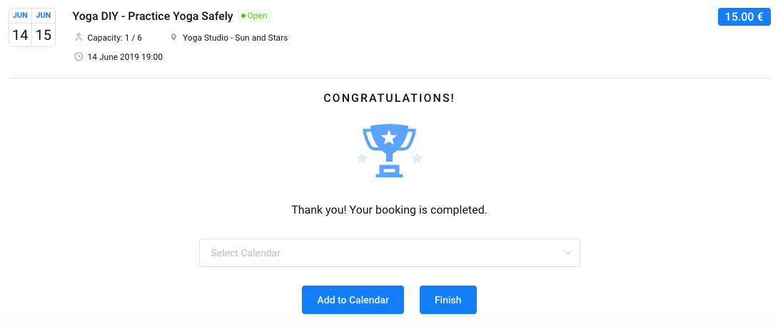 Booking Finish Amelia WordPress Booking plugin