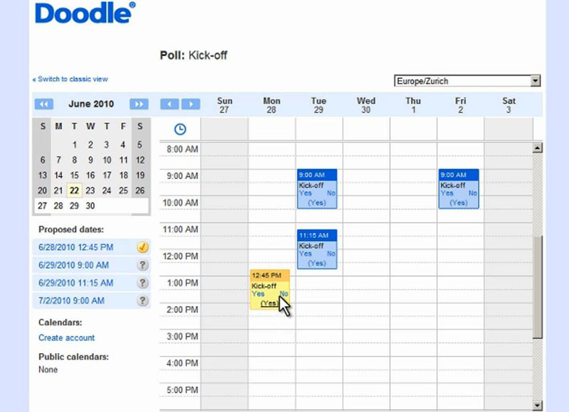 doodle calendar overview