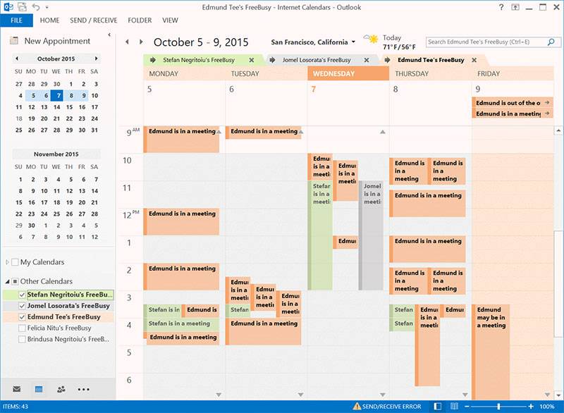 freebusy calendar overview 
