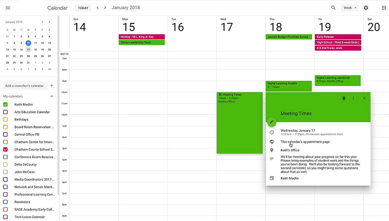 google calendar available time slots