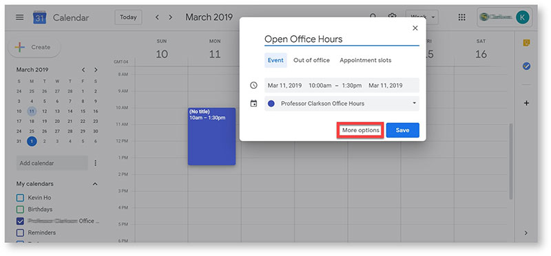 create meeting slots in google calendar