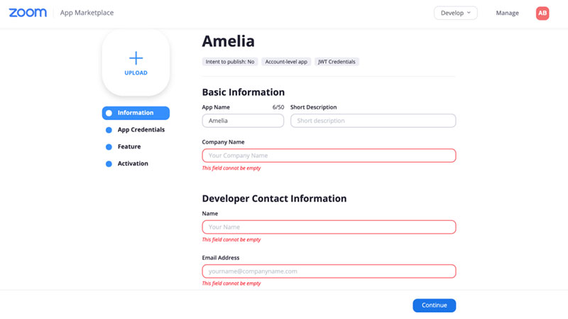 Zoom Amelia integration process