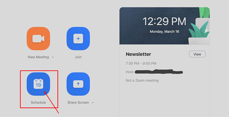 zoom meeting app schedule button