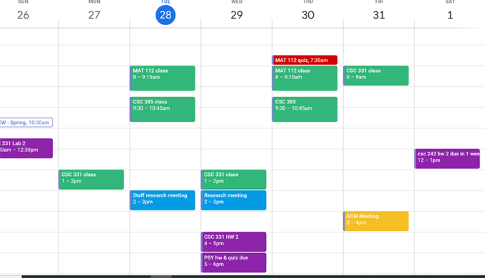 using google calendar to create a daily schedule