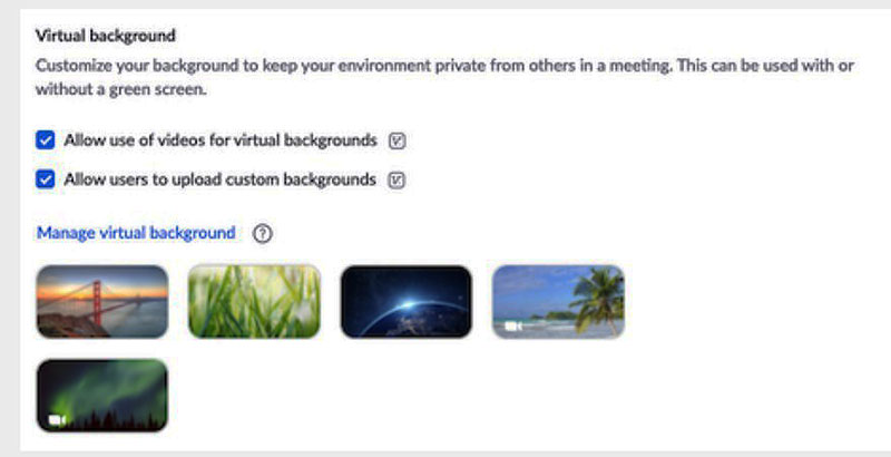 enable zoom virtual background on an account with several users