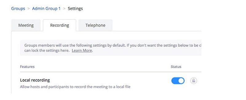 how to record a zoom meeting for a group settings panel
