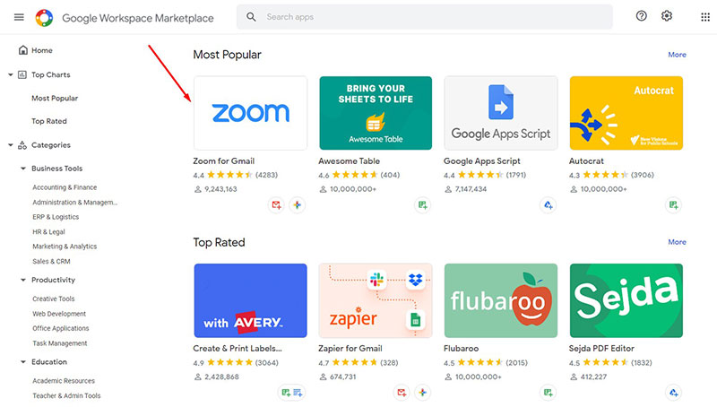 Google workspace marketplace zoom add-on