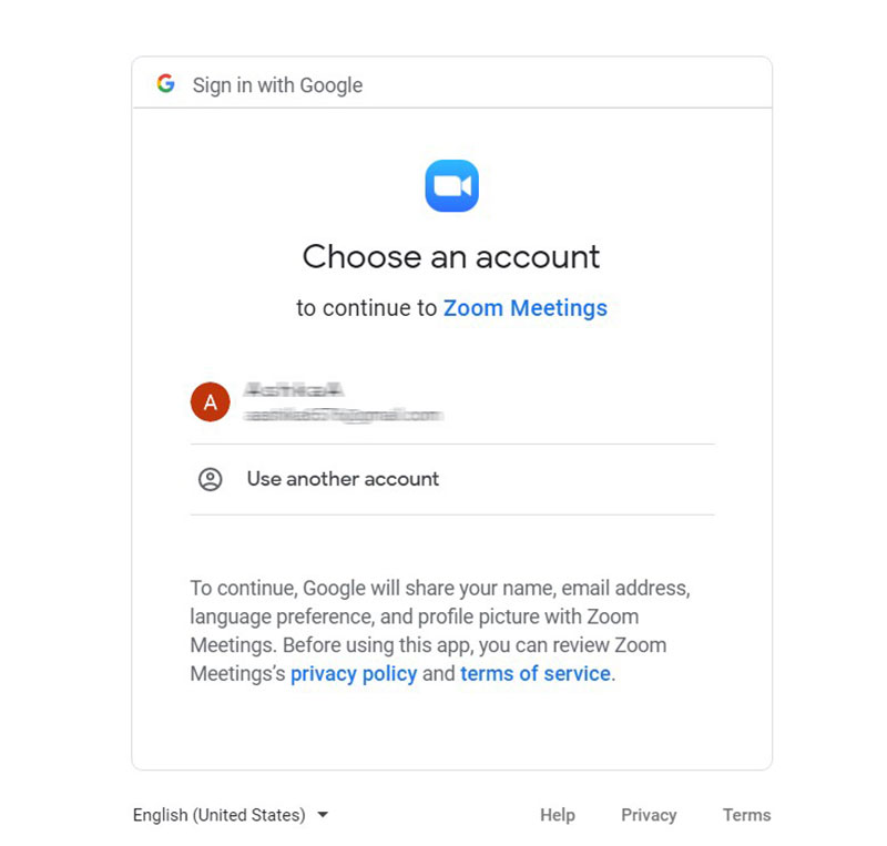 choose an account to add zoom to google calendar 