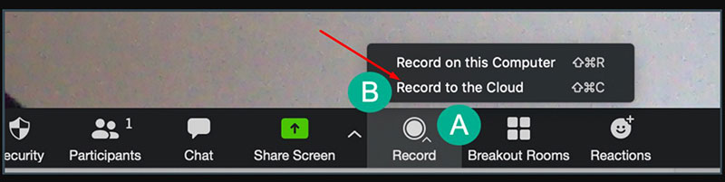 cloud recording zoom button option