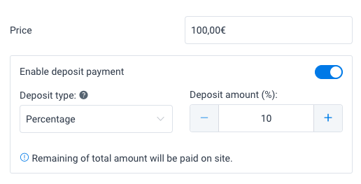 Deposit Type Amelia WordPress Booking Plugin