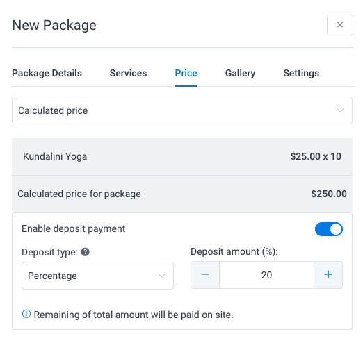 Deposit for Packages Amelia WordPress Booking Plugin
