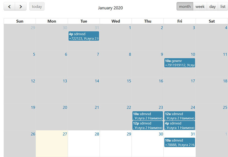 ozapp calendar overview