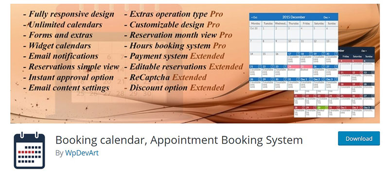 booking calendar wordpress download page screenshot 