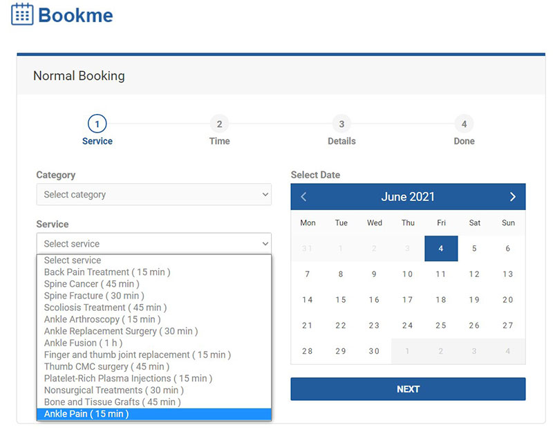 bookme booking page