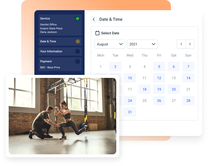 Amelia WordPress gym booking plugin calendar offers a user-friendly booking interface