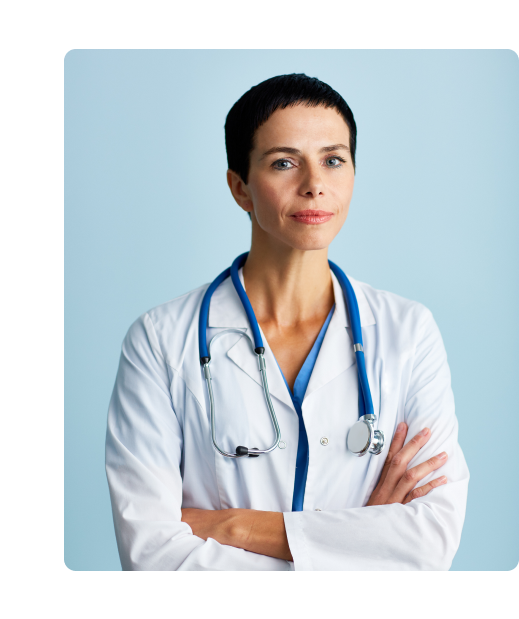 Female doctor and a text box that states how you can schedule a doctor’s appointment quickly with Amelia WordPress doctor appointment plugin