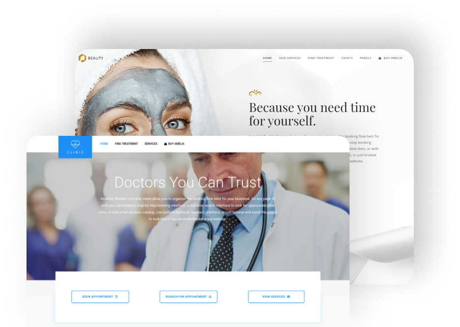 Amelia's scheduling system demo for a medical practice's website