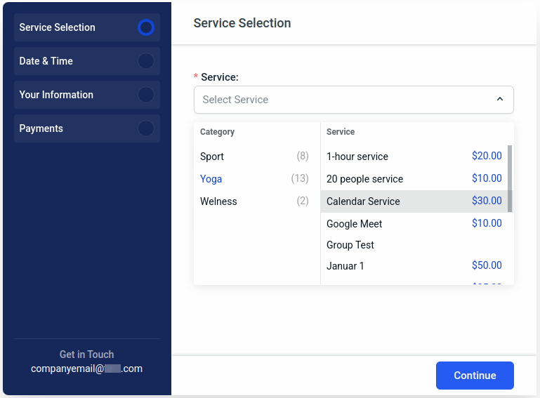 Step-by-step-service-selection