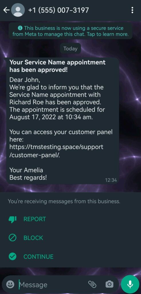 Amelia-test-message