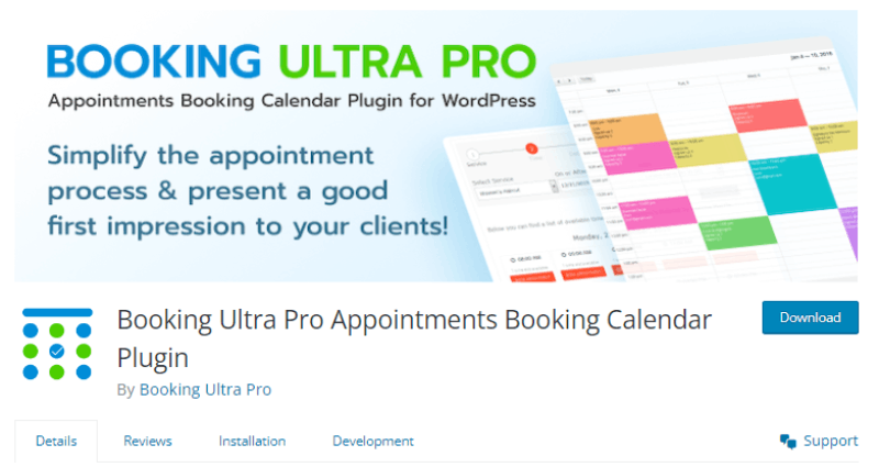 Booking Ultra Pro wordpress landing screenshot