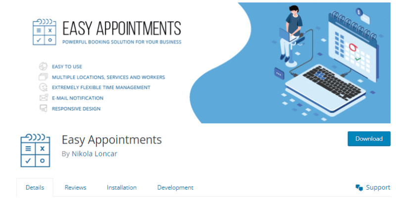 easy appointments wordpress landing screenshot