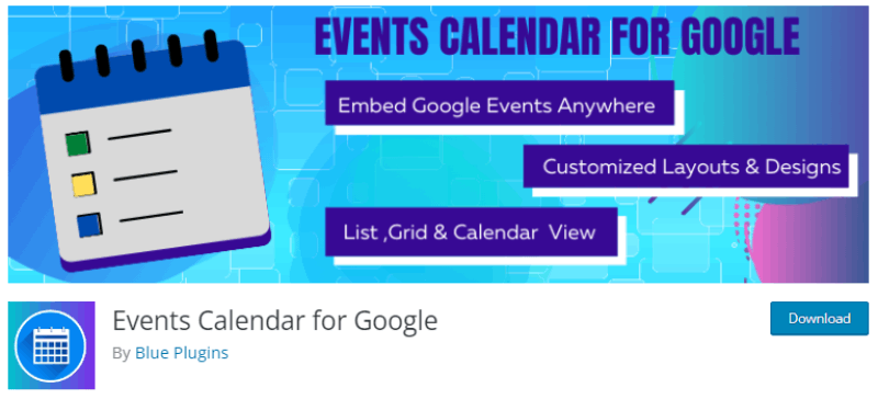 events calendar for google download page screenshot