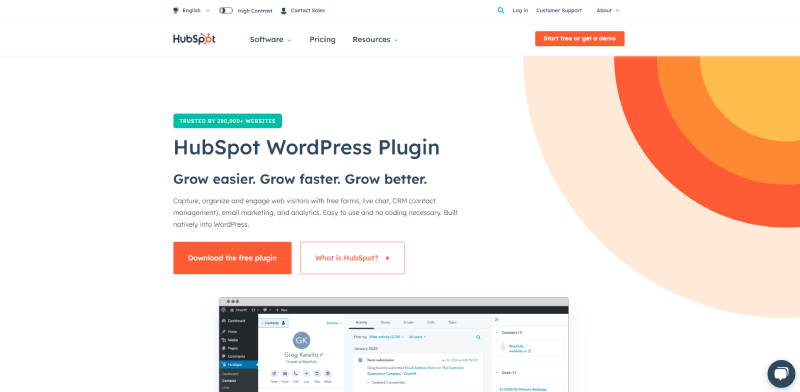 HubSpot WordPress Plugin screenshot