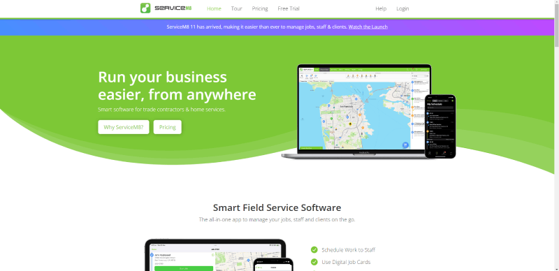 servicem8 homepage screenshot