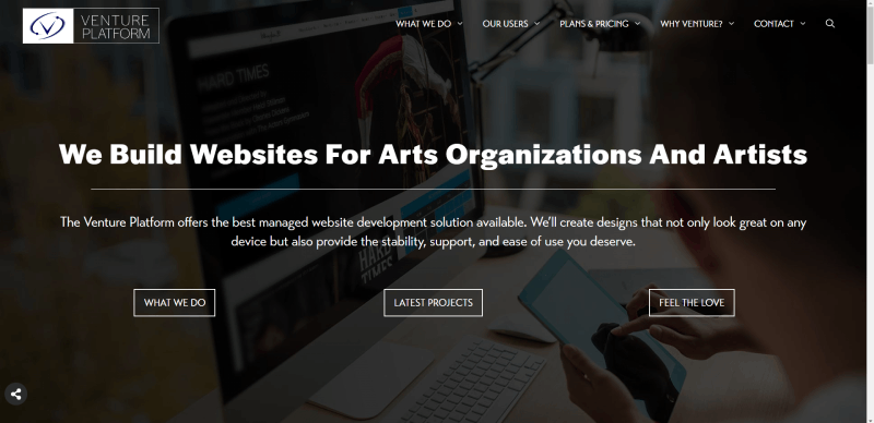 venture platform homepage screenshot 