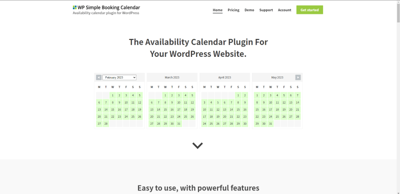 wp simple booking calendar homepage screenshot