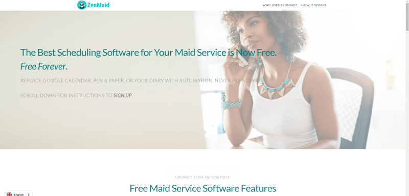 zen maid homepage screenshot