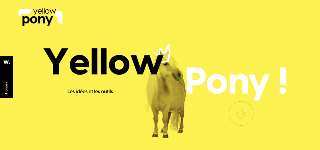 yellow pony website with yellow background homepage screenshot