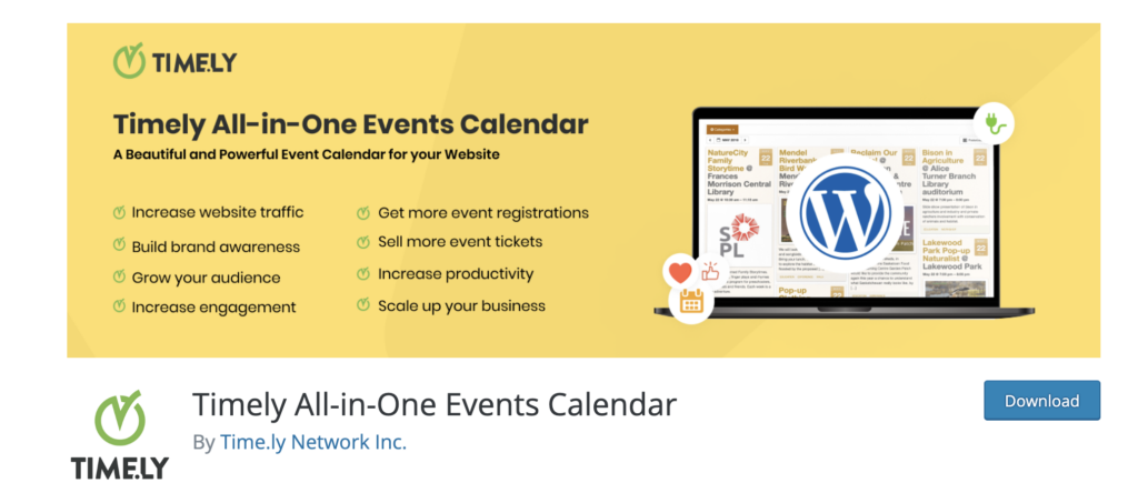 timely all in one events calendar screenshot
