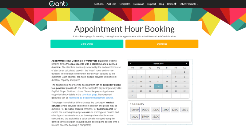 appointment hour booking plugin download page screenshot