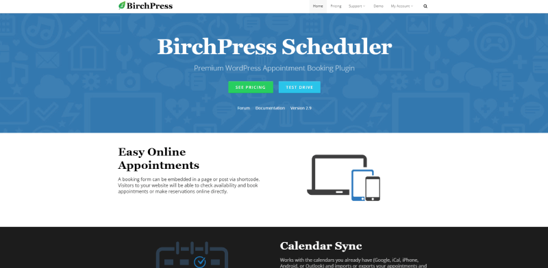 birchpress scheduler homepage screenshot