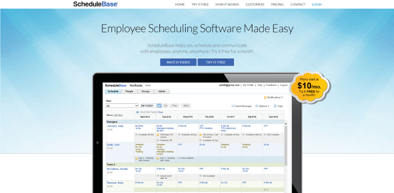schedulebase homepage screenshot 