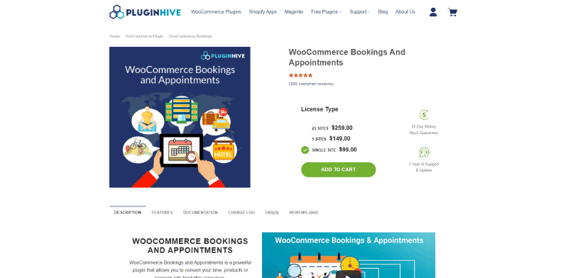 woocommerce bookings and appointments purchase page screenshot