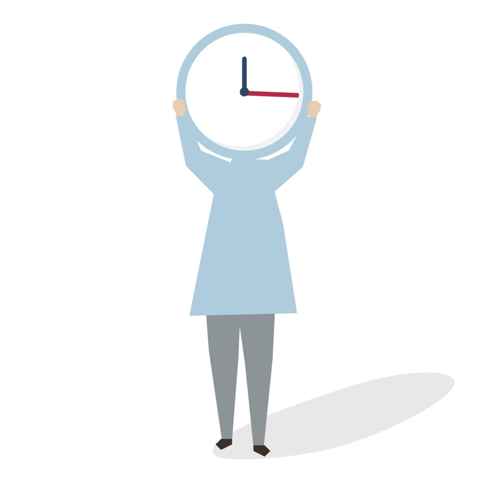 Illustration of woman holding a big clock