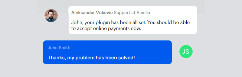 amelia customer support solving a customer's problem 