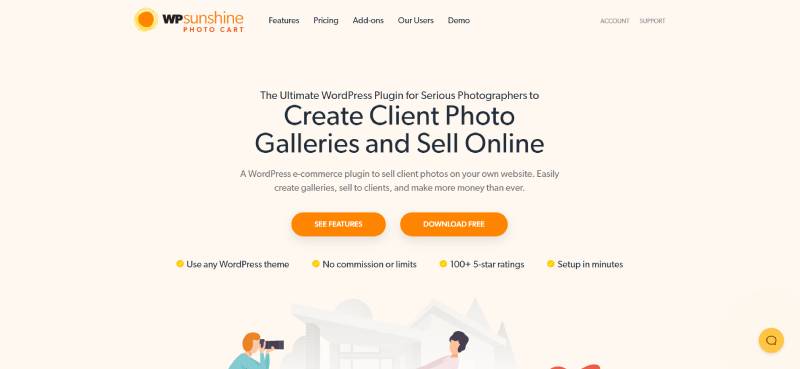 sunshine photo cart wordpress plugin for photographers homepage screenshot 