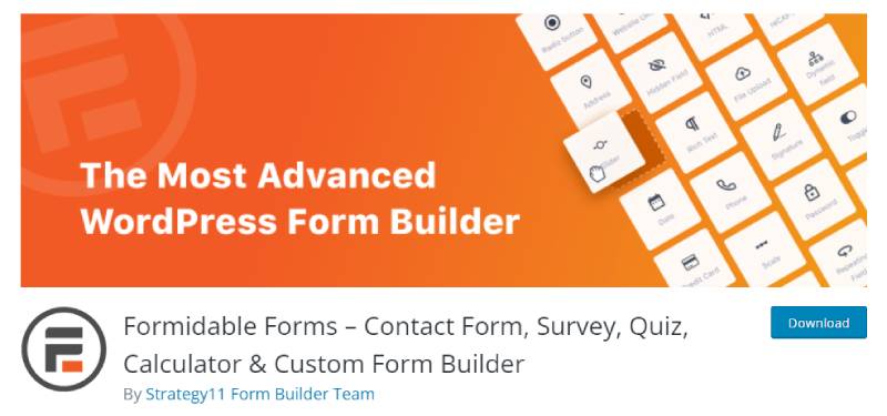 formidable forms plugin download page screenshot 