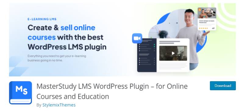 masterstudy lms wordpress plugin for online courses download page screenshot 