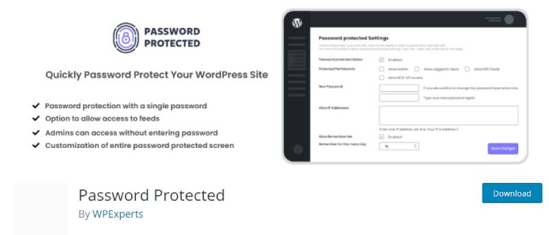 password protected wordpress plugin download page screenshot 